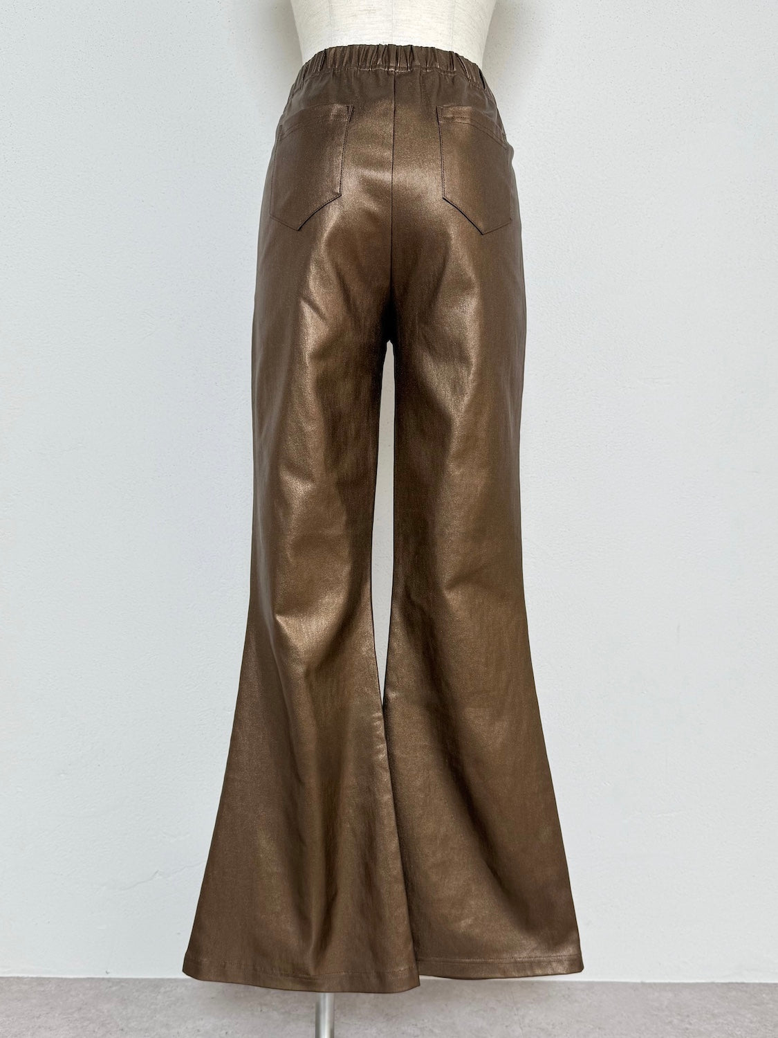 Leather-like flare pants