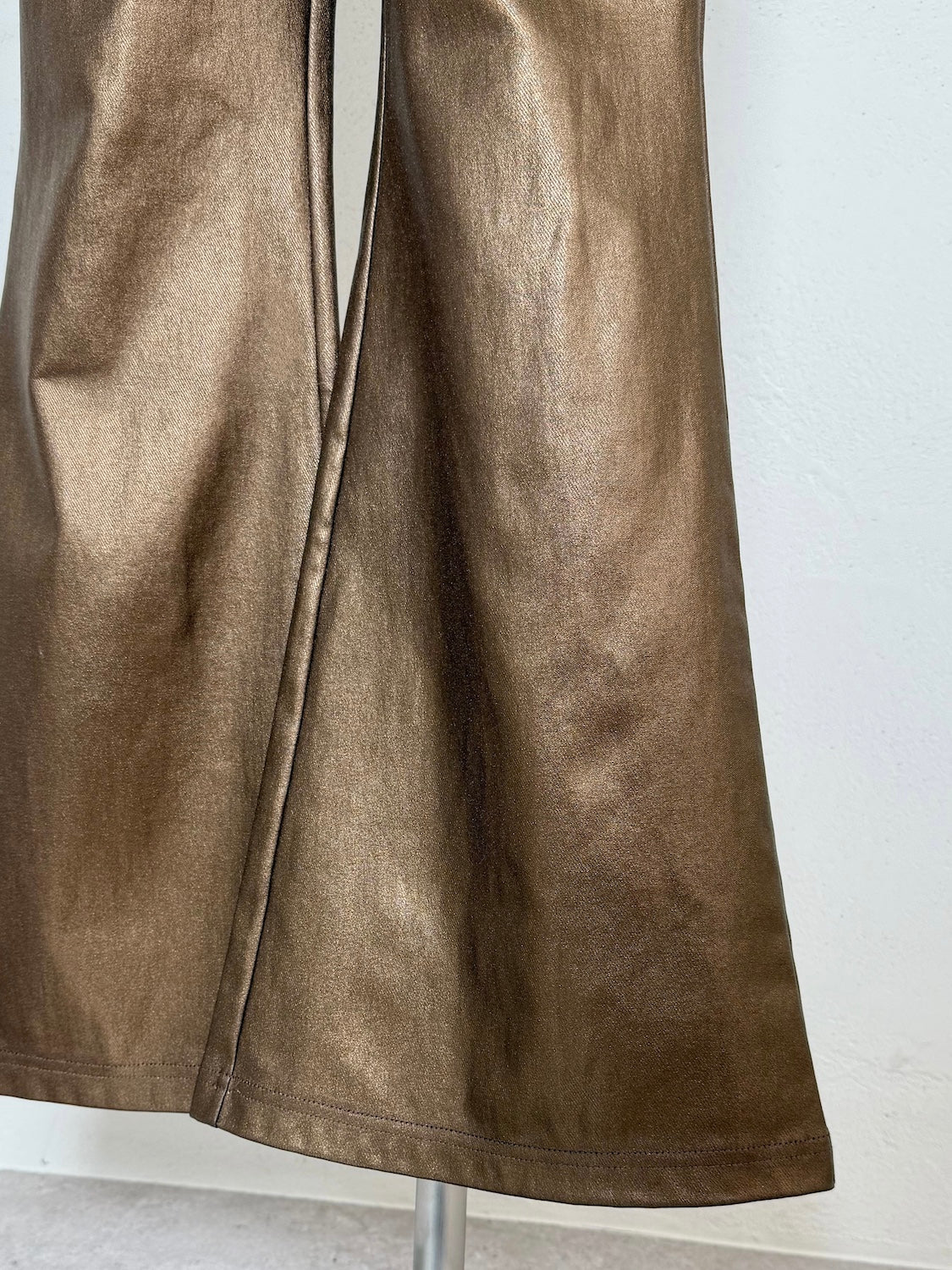 Leather-like flare pants
