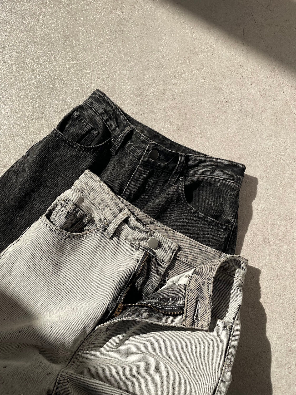 Washed Wide Stone Denim