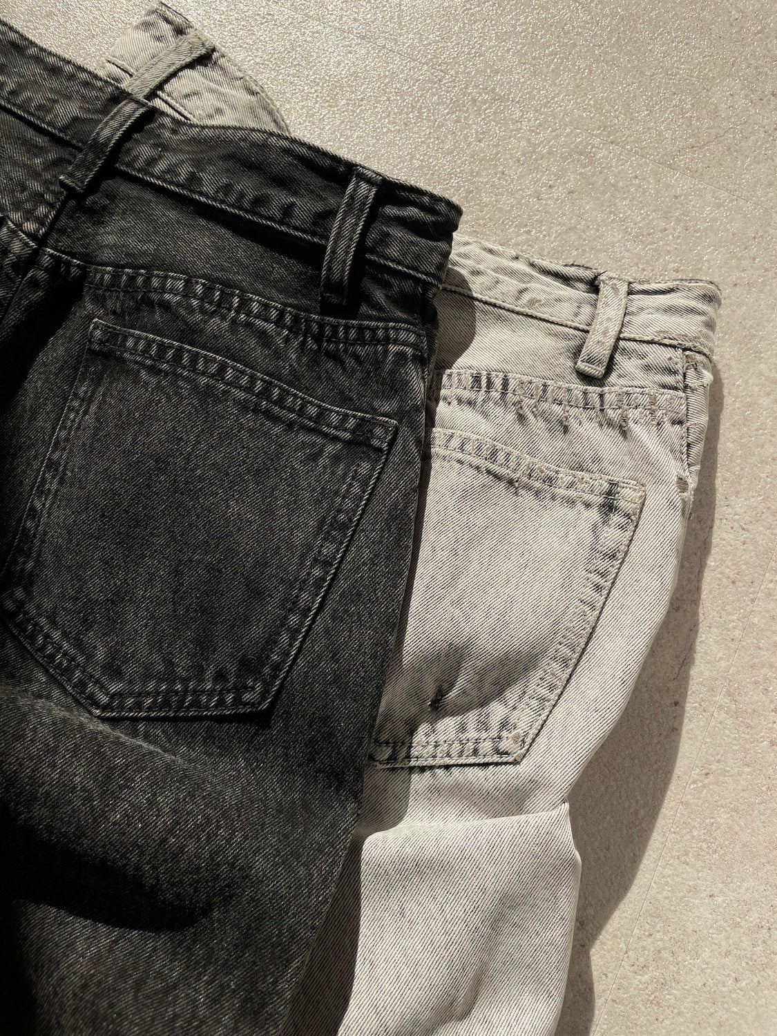 Washed Wide Stone Denim