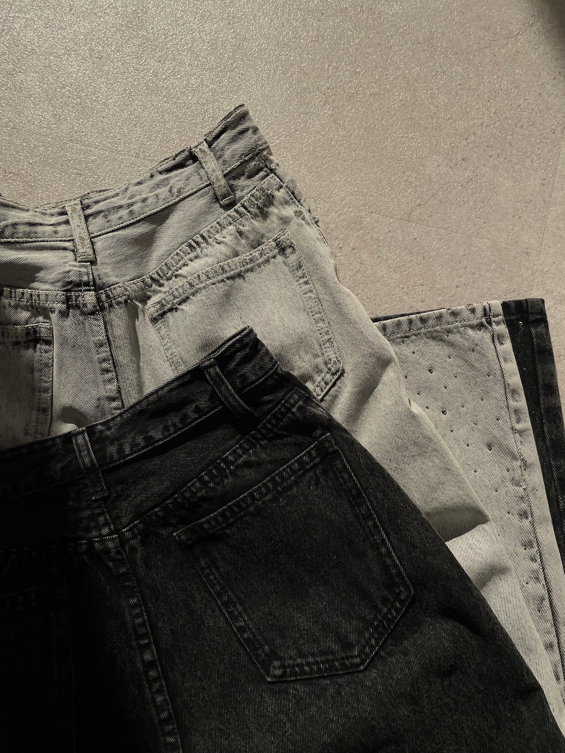 Washed Wide Stone Denim