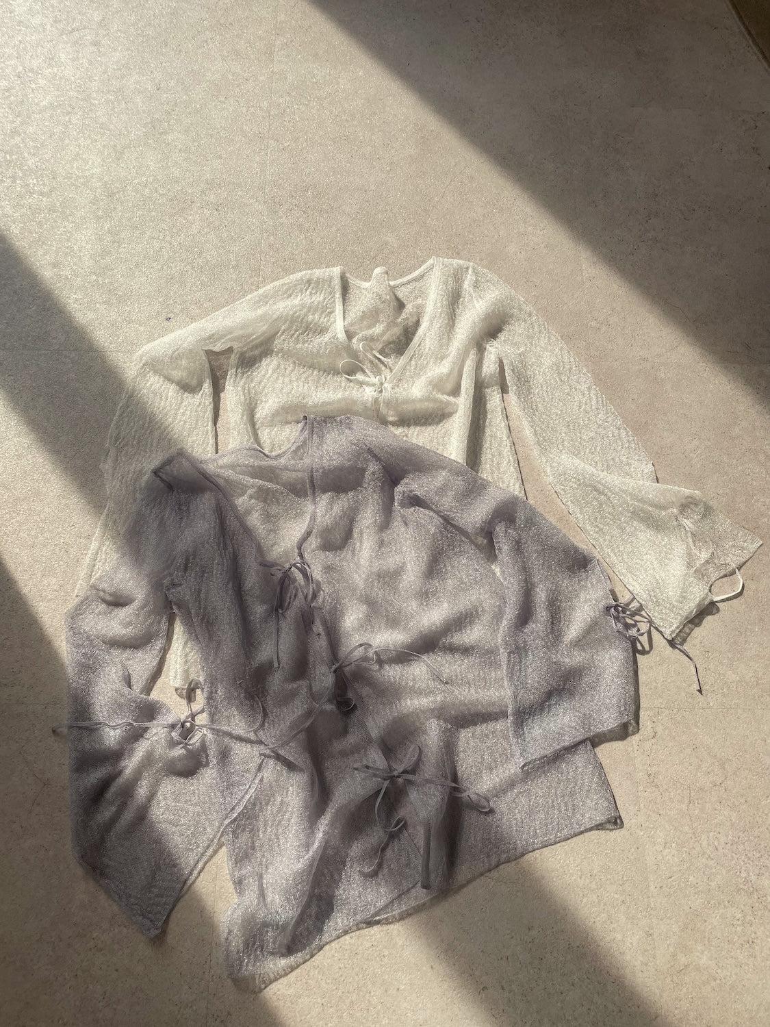 Point Ribbon Sheer Knit Gown