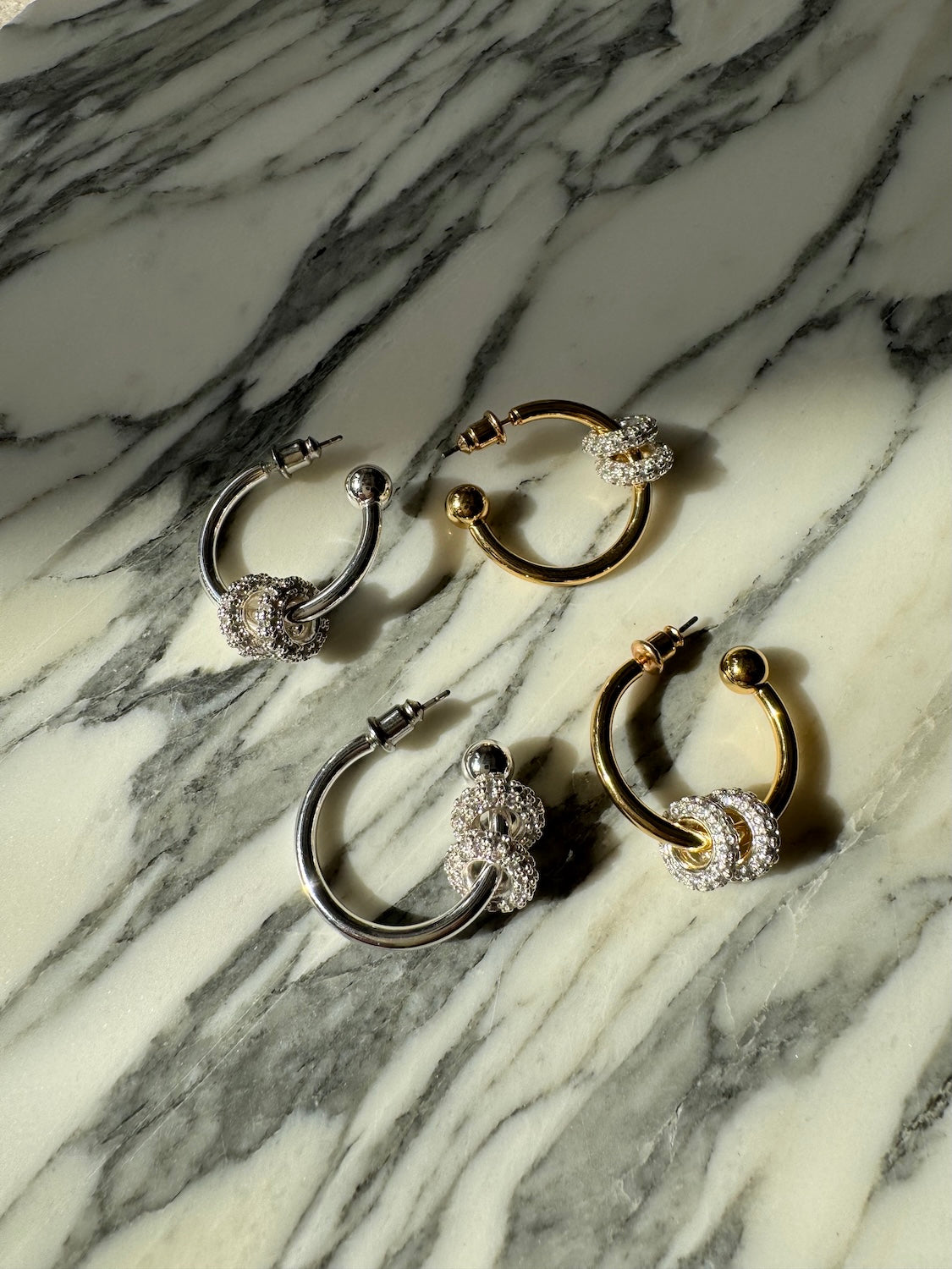 Twin Pavé Stone Ring and Earrings