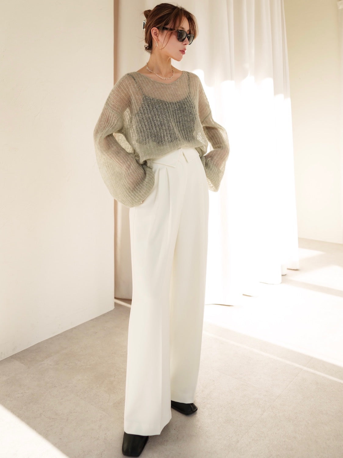 MODEL:159cm<br>着用サイズ:0<br>COLOR:ホワイト