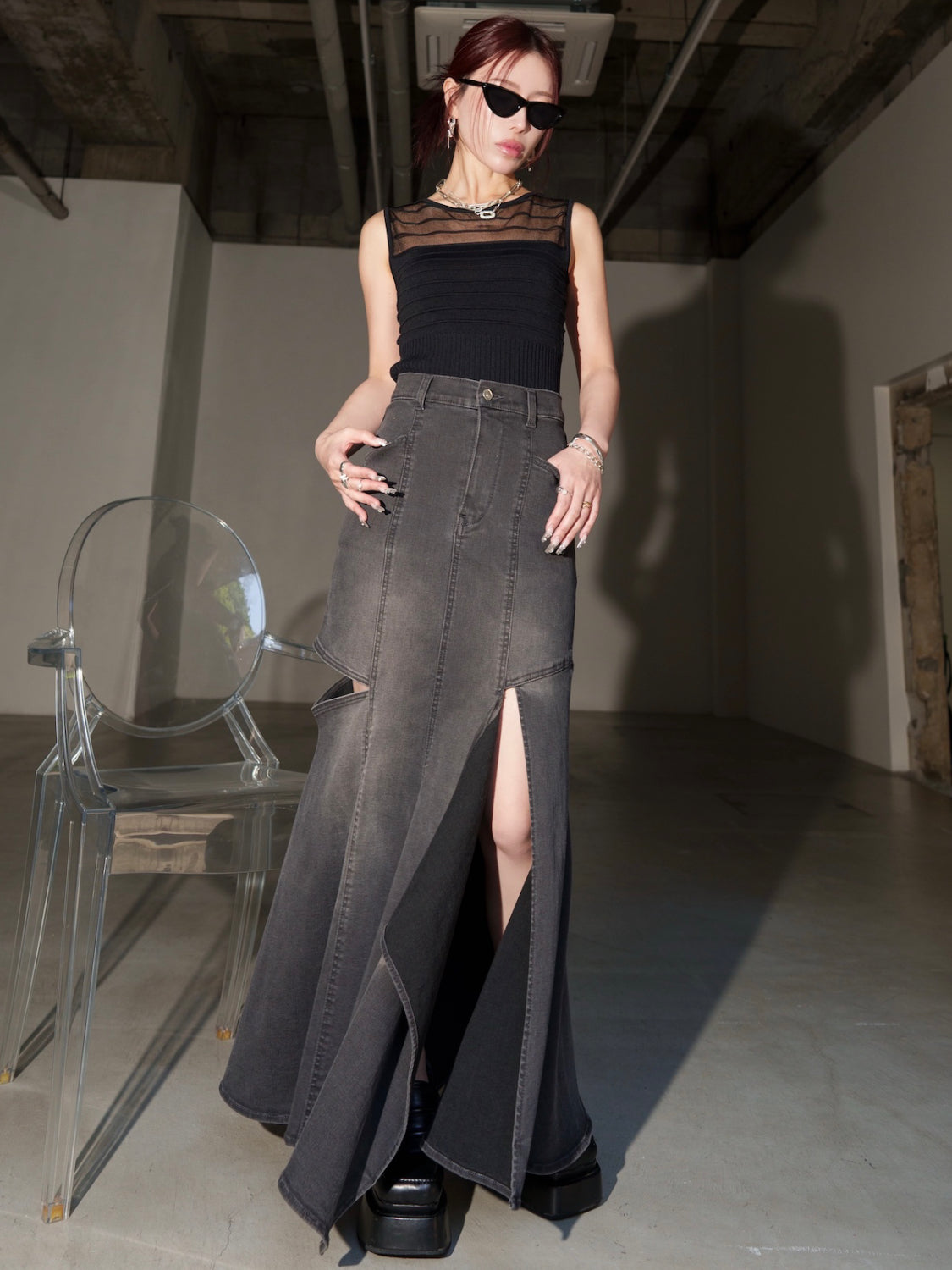 サイドホール マーメイド DENIMスカート