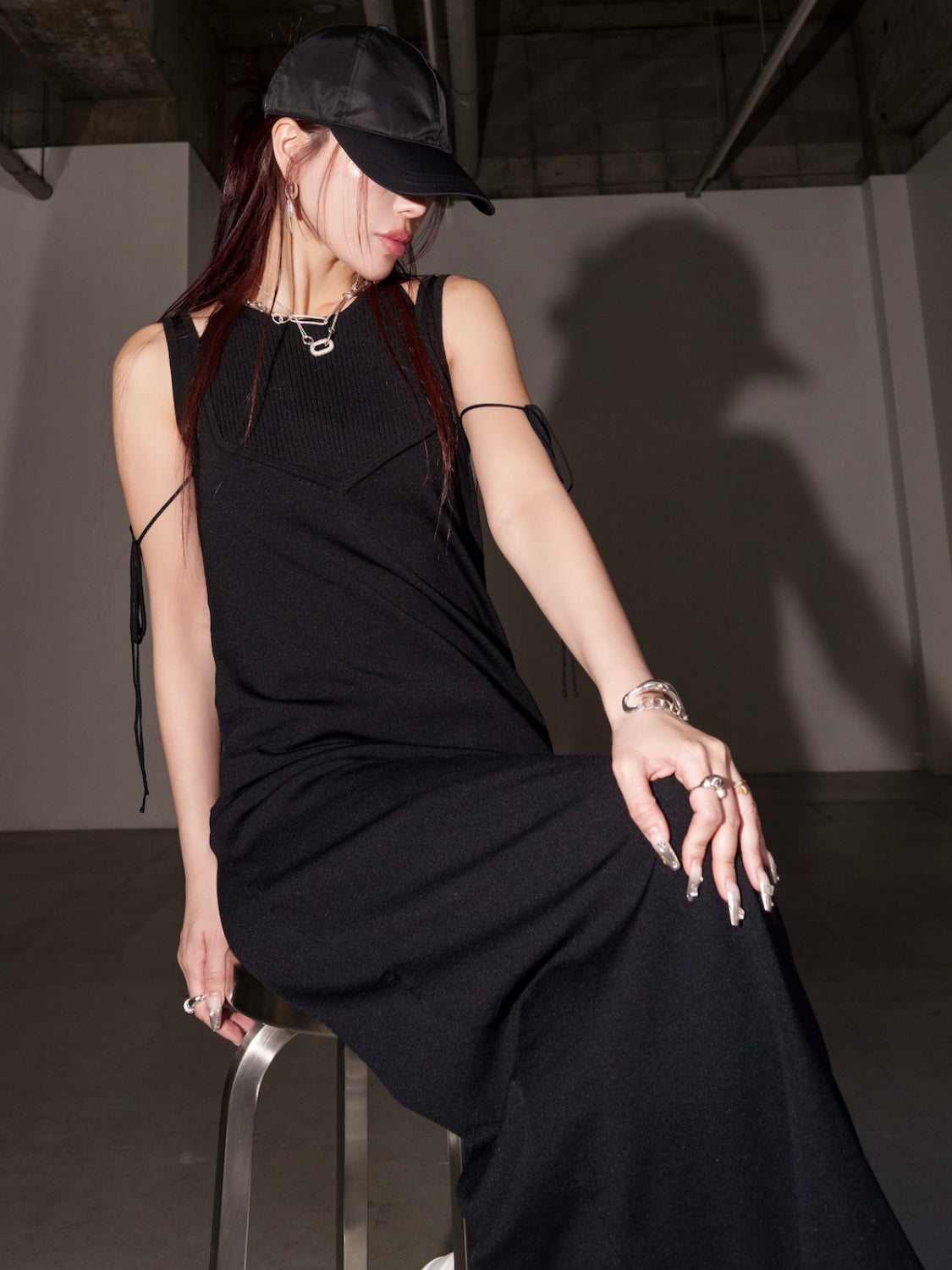 ストラップ レイヤーライク KNIT ワンピース