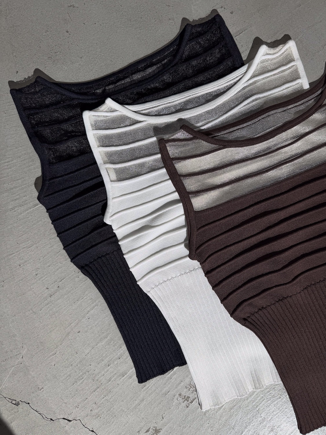 ノースリーブ Rib シアー KNIT トップス
