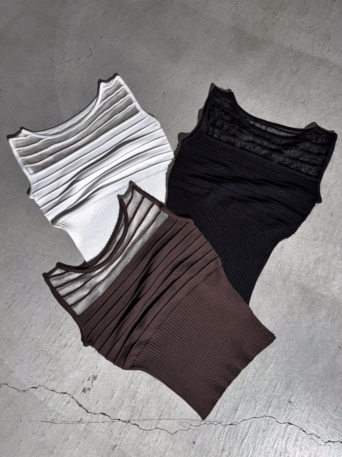 ノースリーブ Rib シアー KNIT トップス
