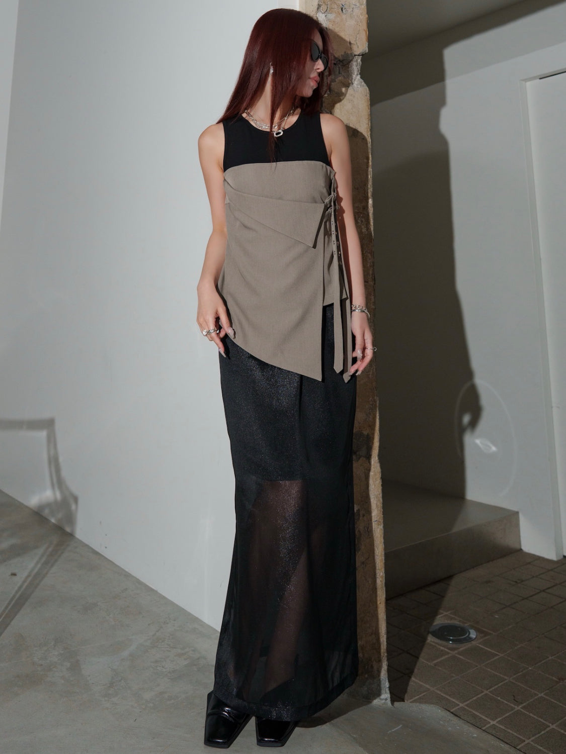 MODEL:159cm<br>COLOR:グレージュ