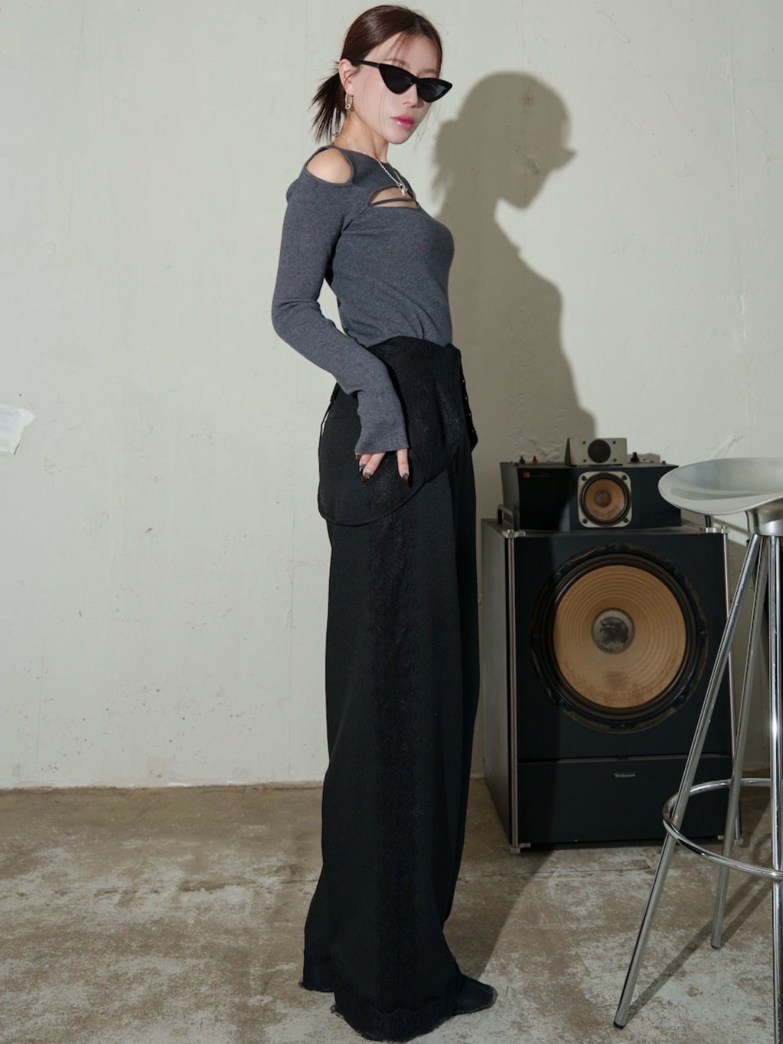 カット ストラップ KNIT ロングスリーブ