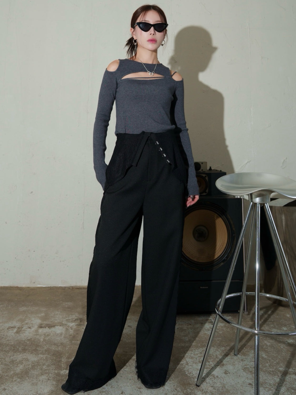 カット ストラップ KNIT ロングスリーブ