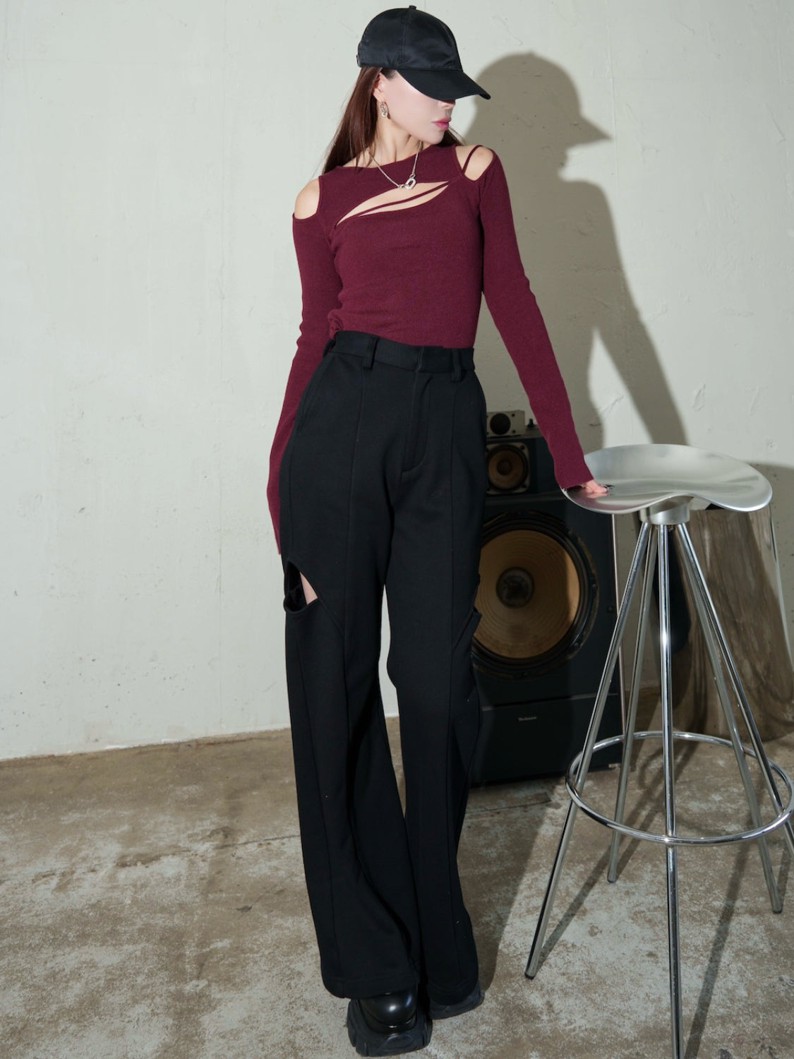 カット ストラップ KNIT ロングスリーブ