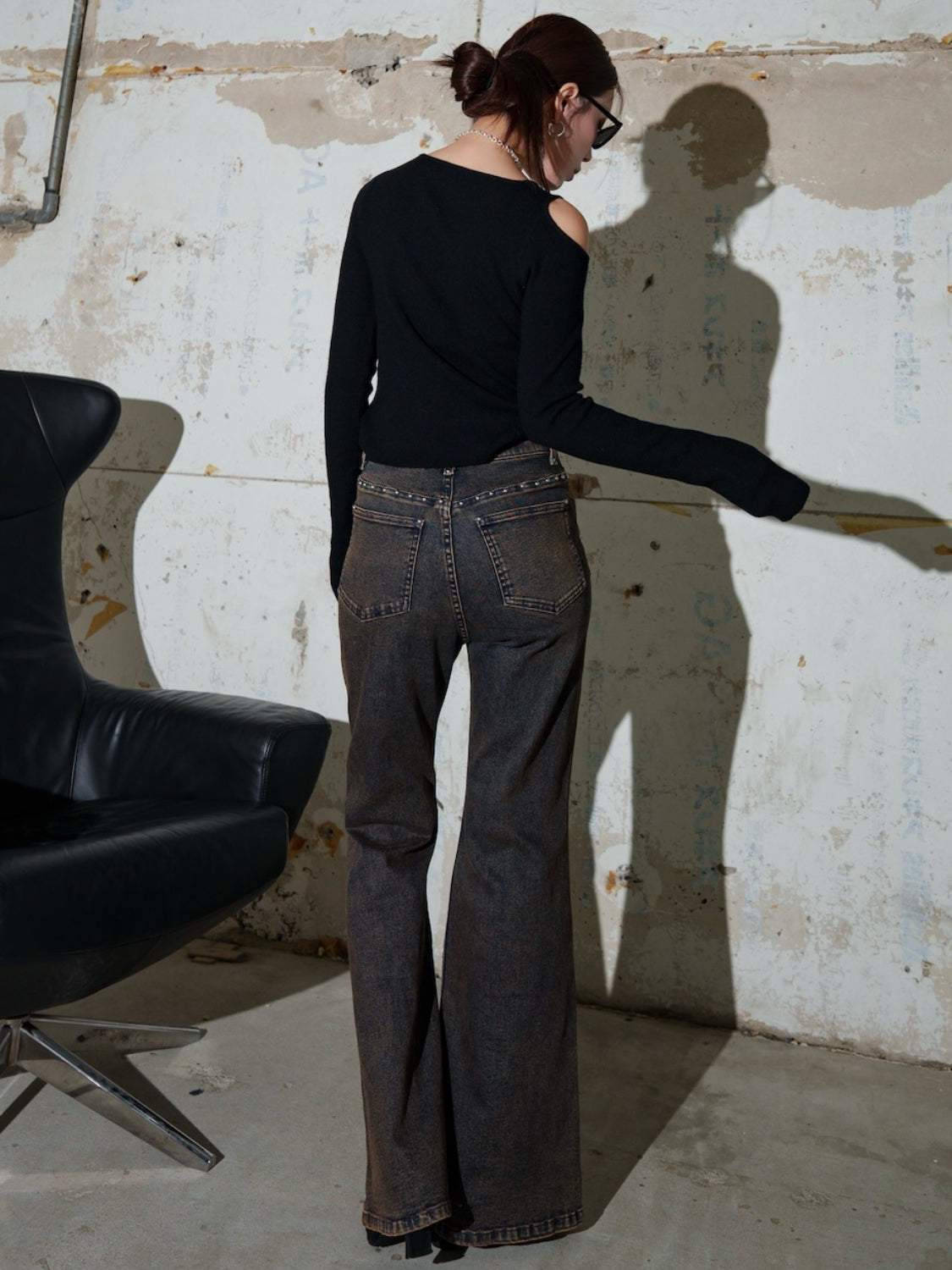 カット ストラップ KNIT ロングスリーブ