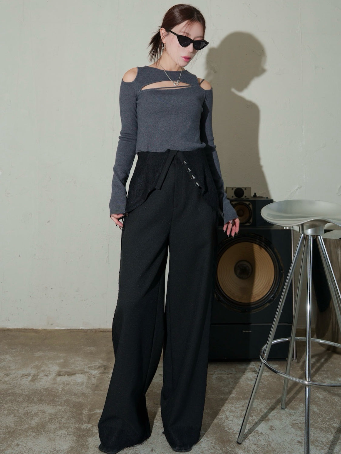 カット ストラップ KNIT ロングスリーブ