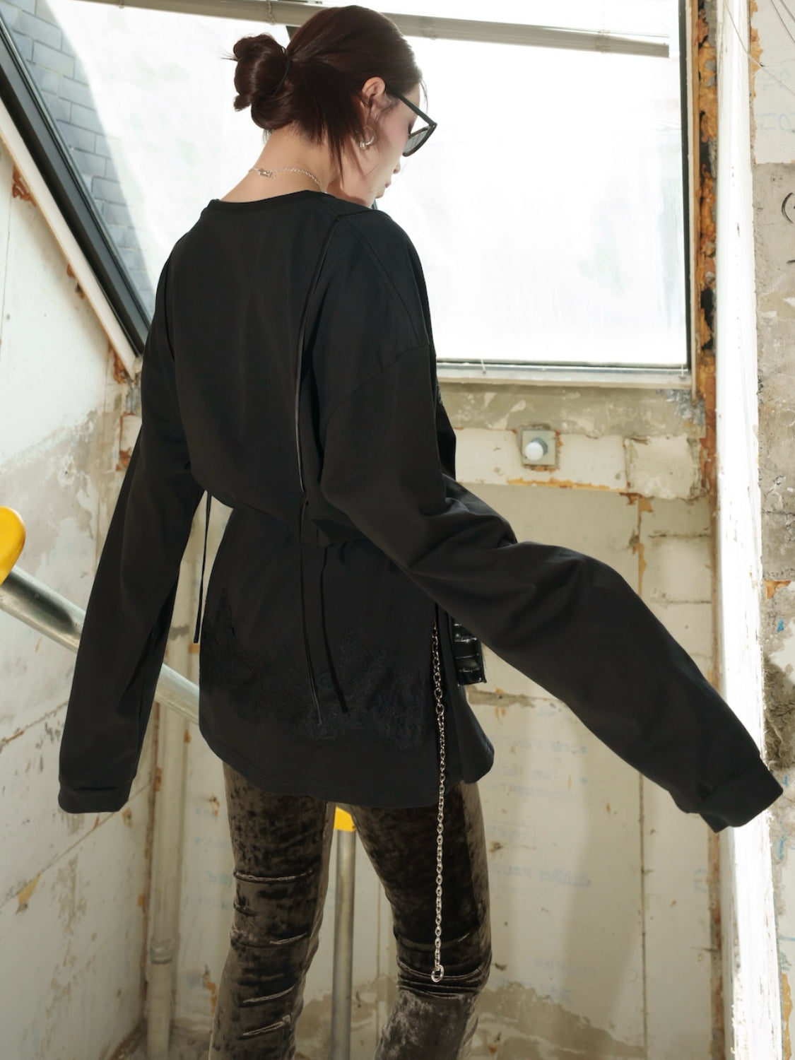Washed レースビスチェ ロング Tシャツ