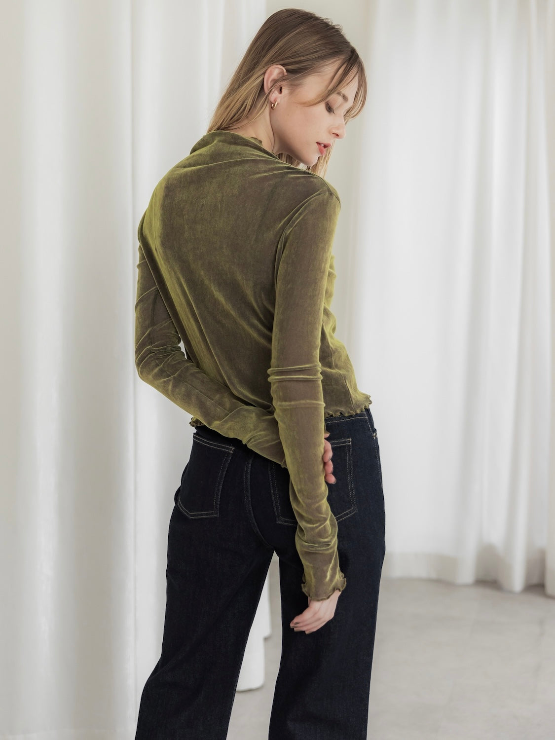 Tulle Flocked Sheer Top