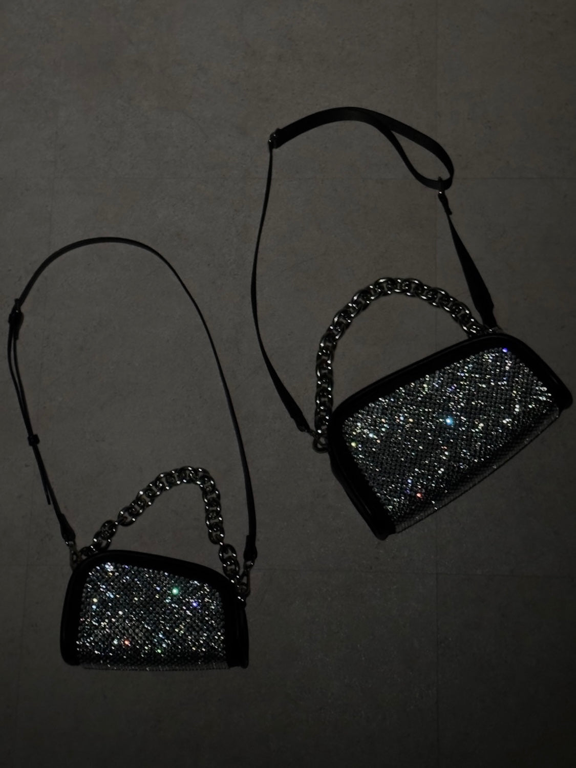 MINI ストーン Chain アシンメトリー バッグ