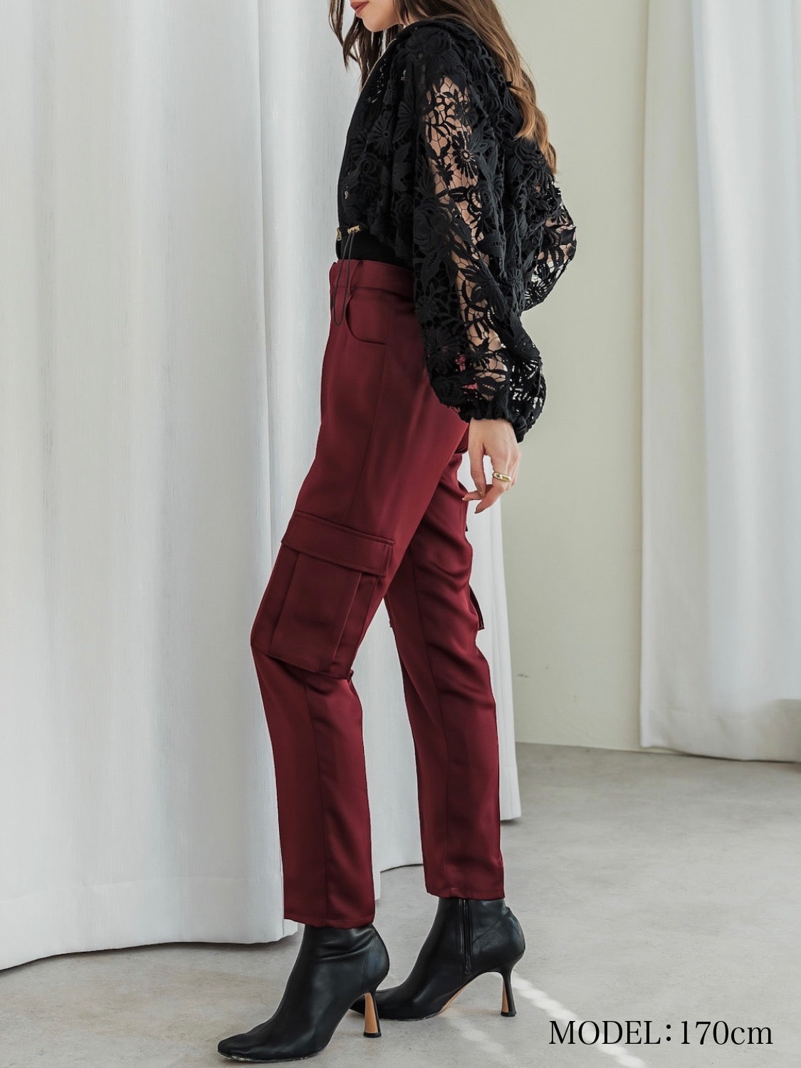 Satin Tapered Cargo Pants