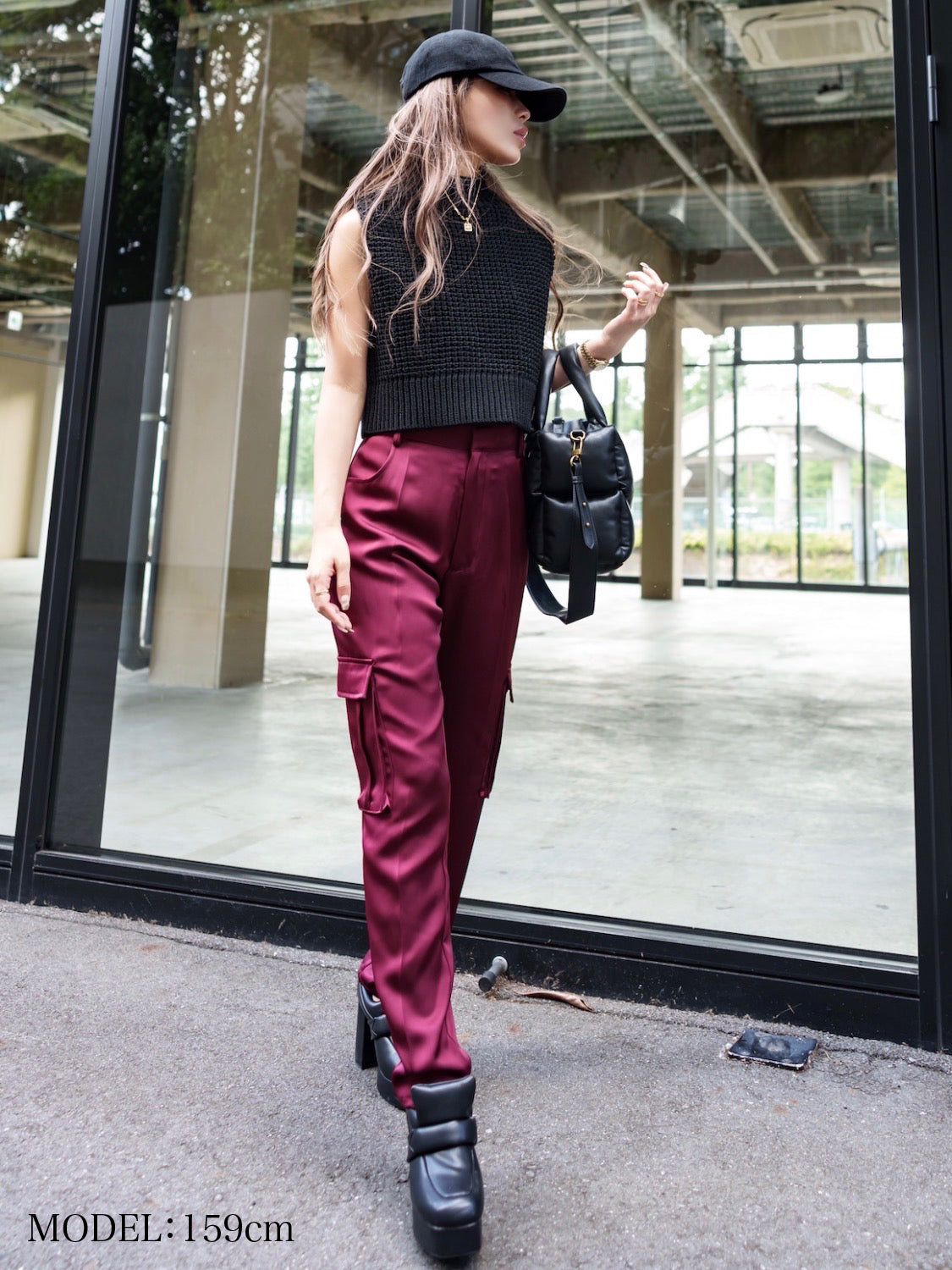 Satin Tapered Cargo Pants