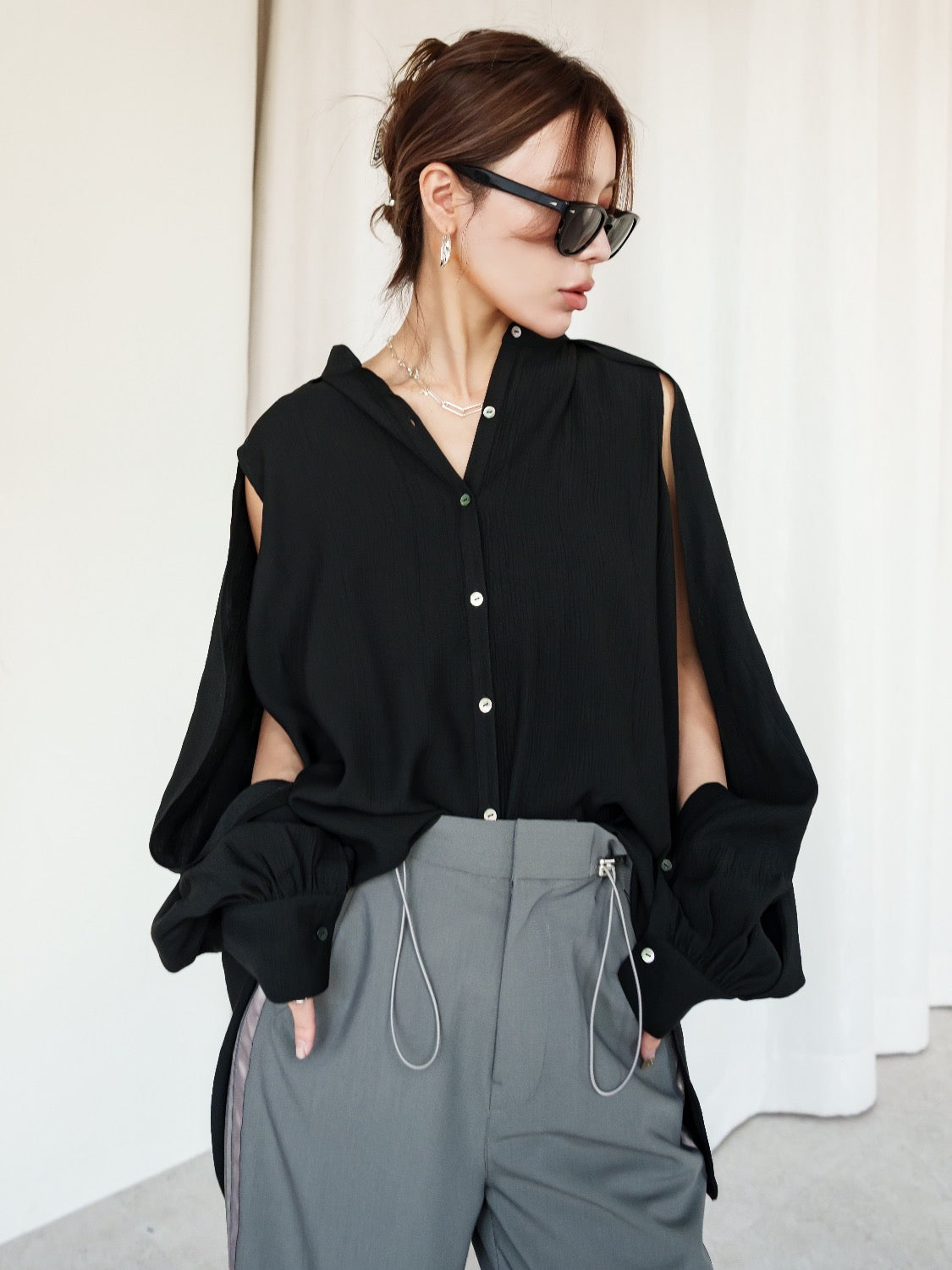 Waist Draw Line Pants