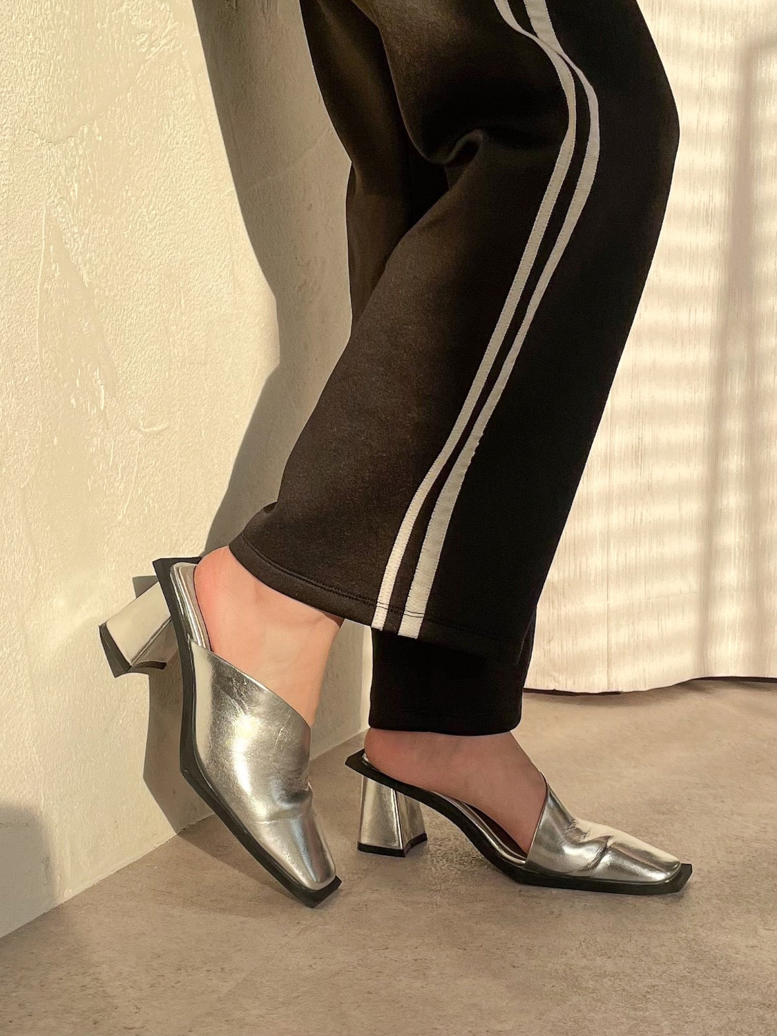 Square Toe Metallic Mule