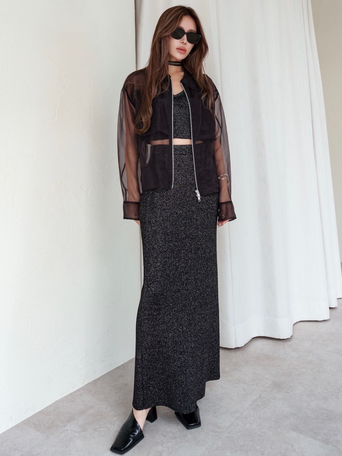 Glitter Skirt Knit Set