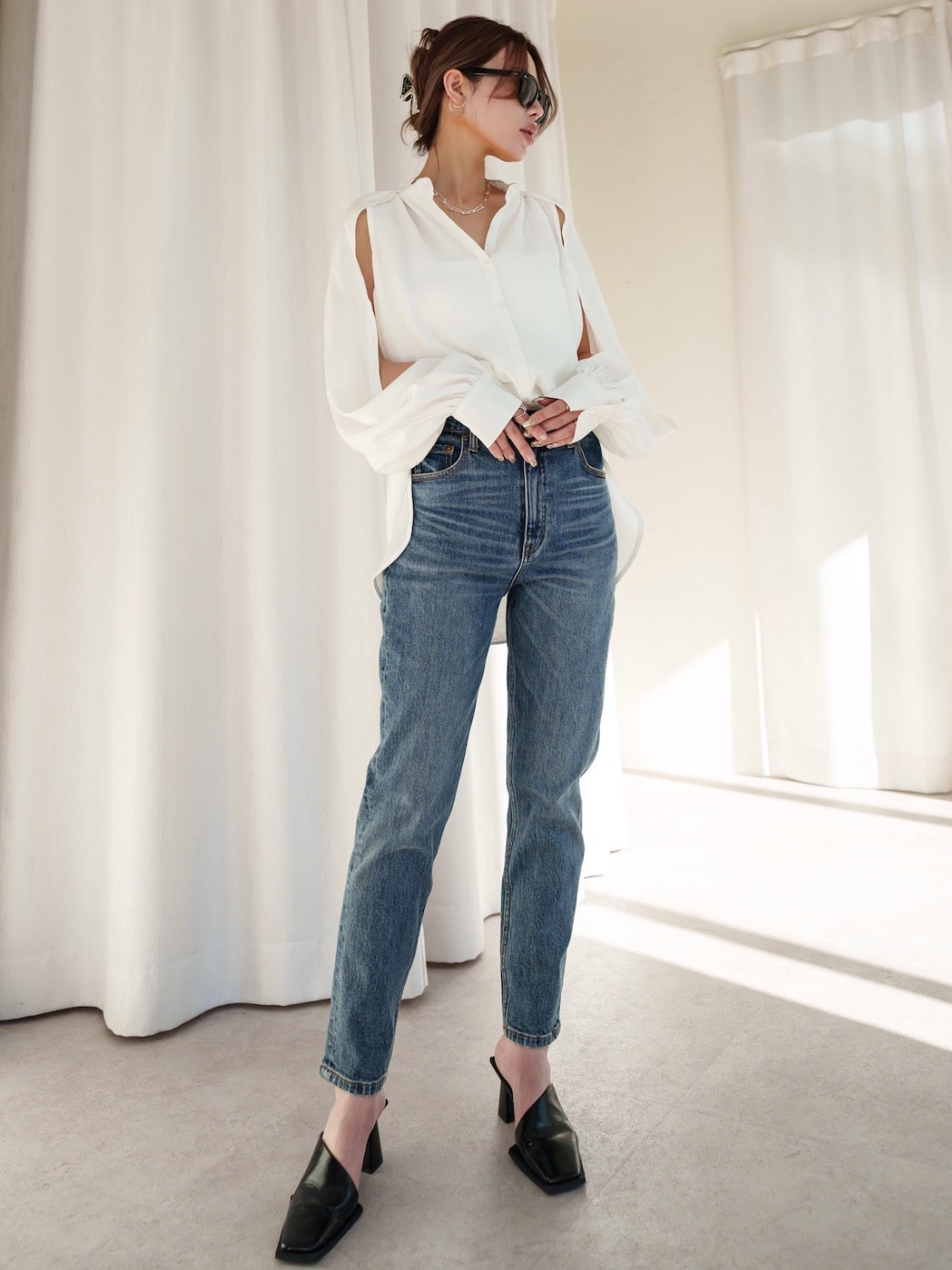 Tapered High-rise Denim