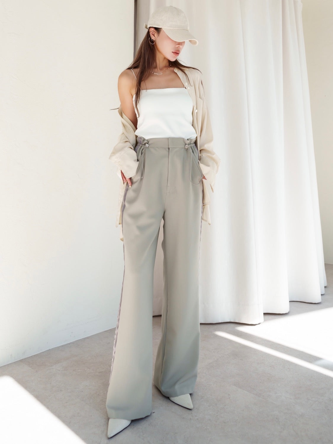 Waist Draw Line Pants