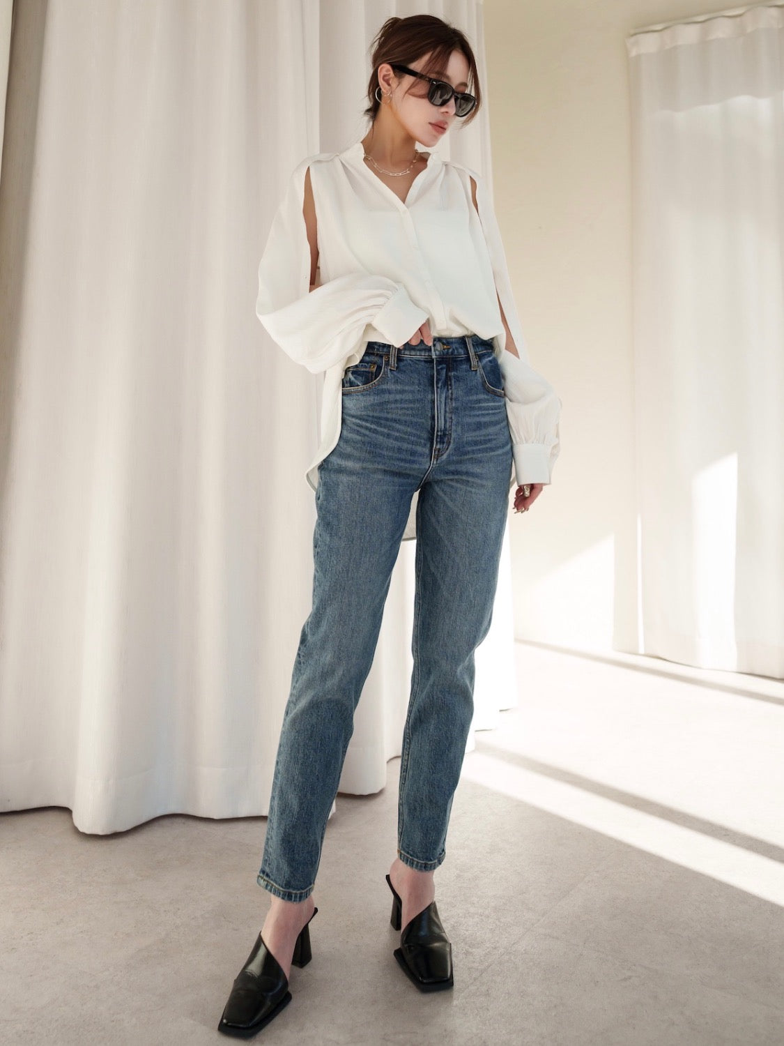 Tapered High-rise Denim