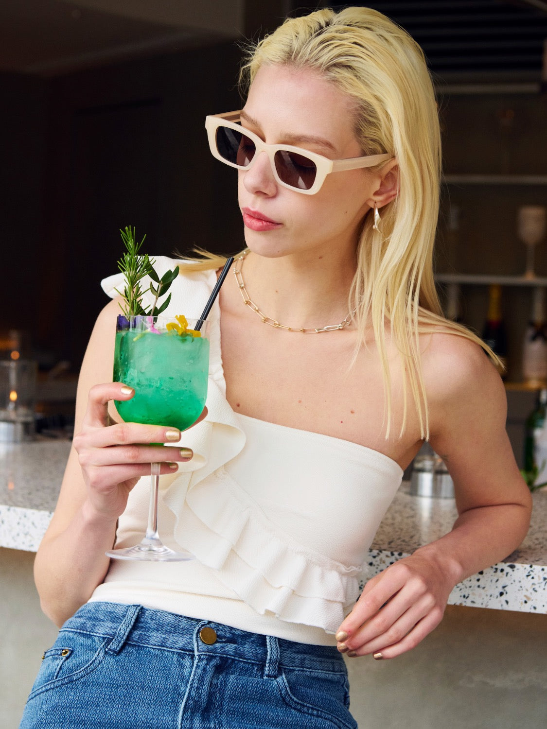 Volume Frill One Shoulder Dress