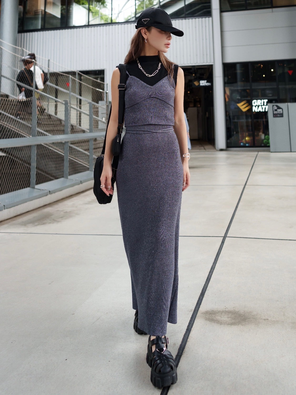 Glitter Skirt Knit Set