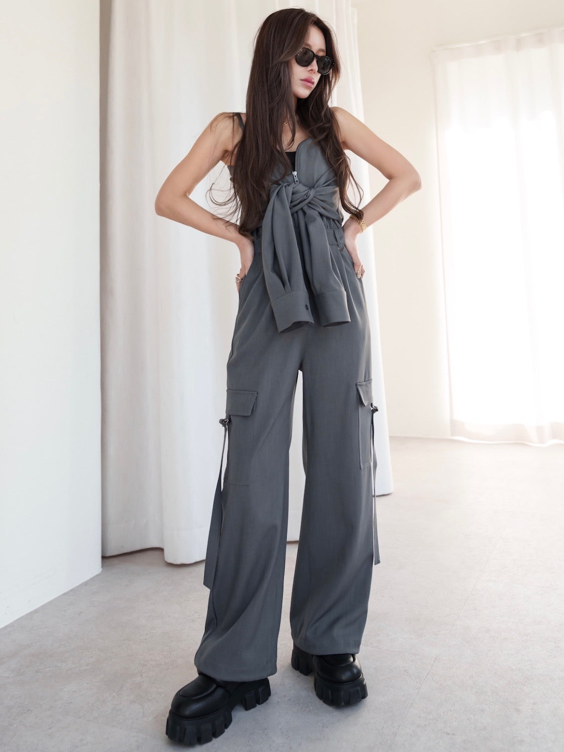 MODEL:159cm<br>COLOR:グレー