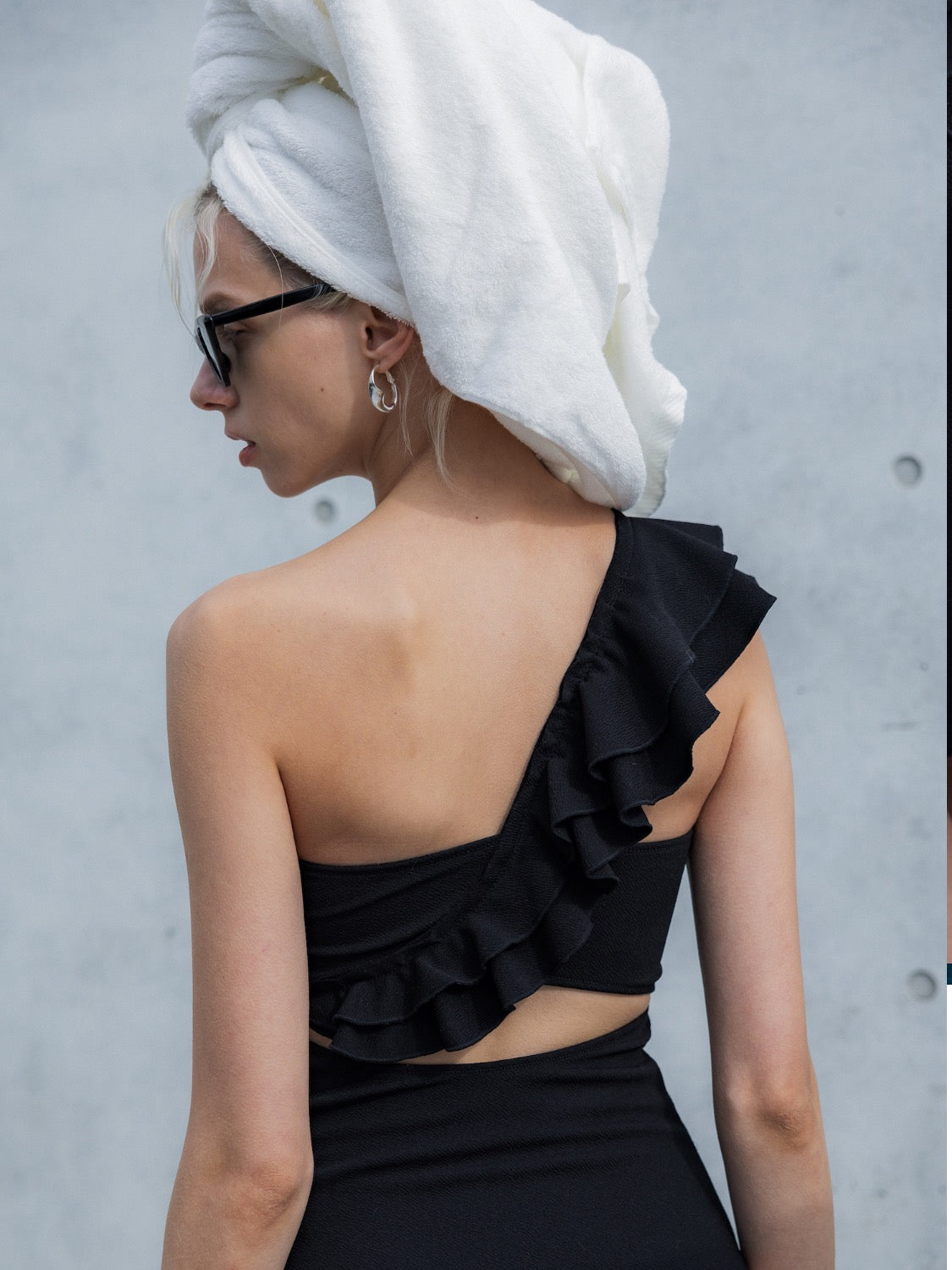 Volume Frill One Shoulder Dress
