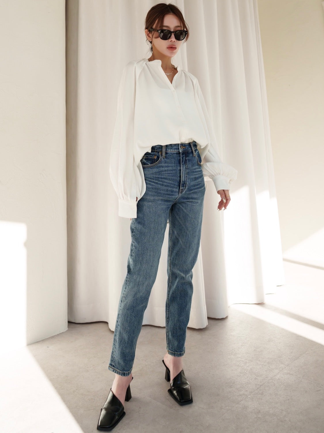 Tapered High-rise Denim