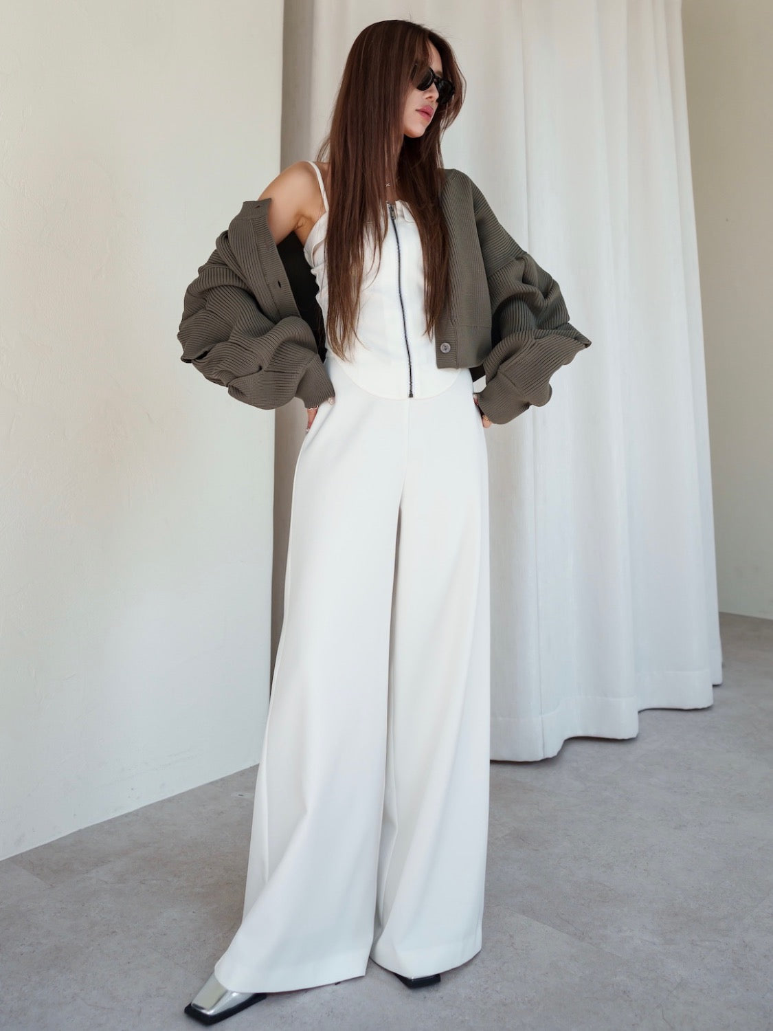 MODEL:159cm<br>着用サイズ:0<br>COLOR:ホワイト