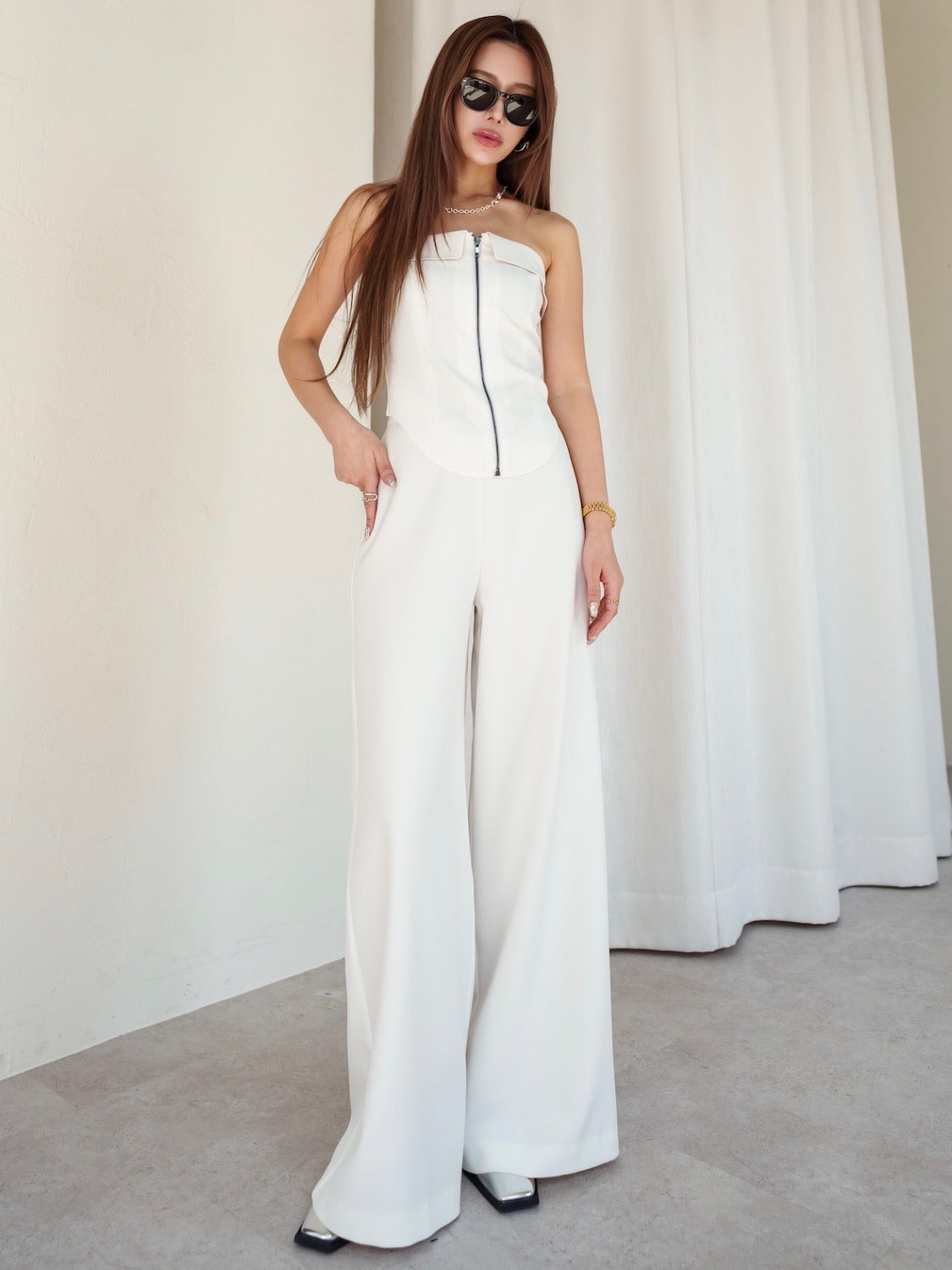 MODEL:159cm<br>着用サイズ:0<br>COLOR:ホワイト