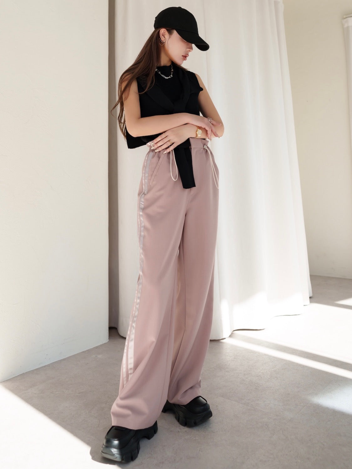 Waist Draw Line Pants