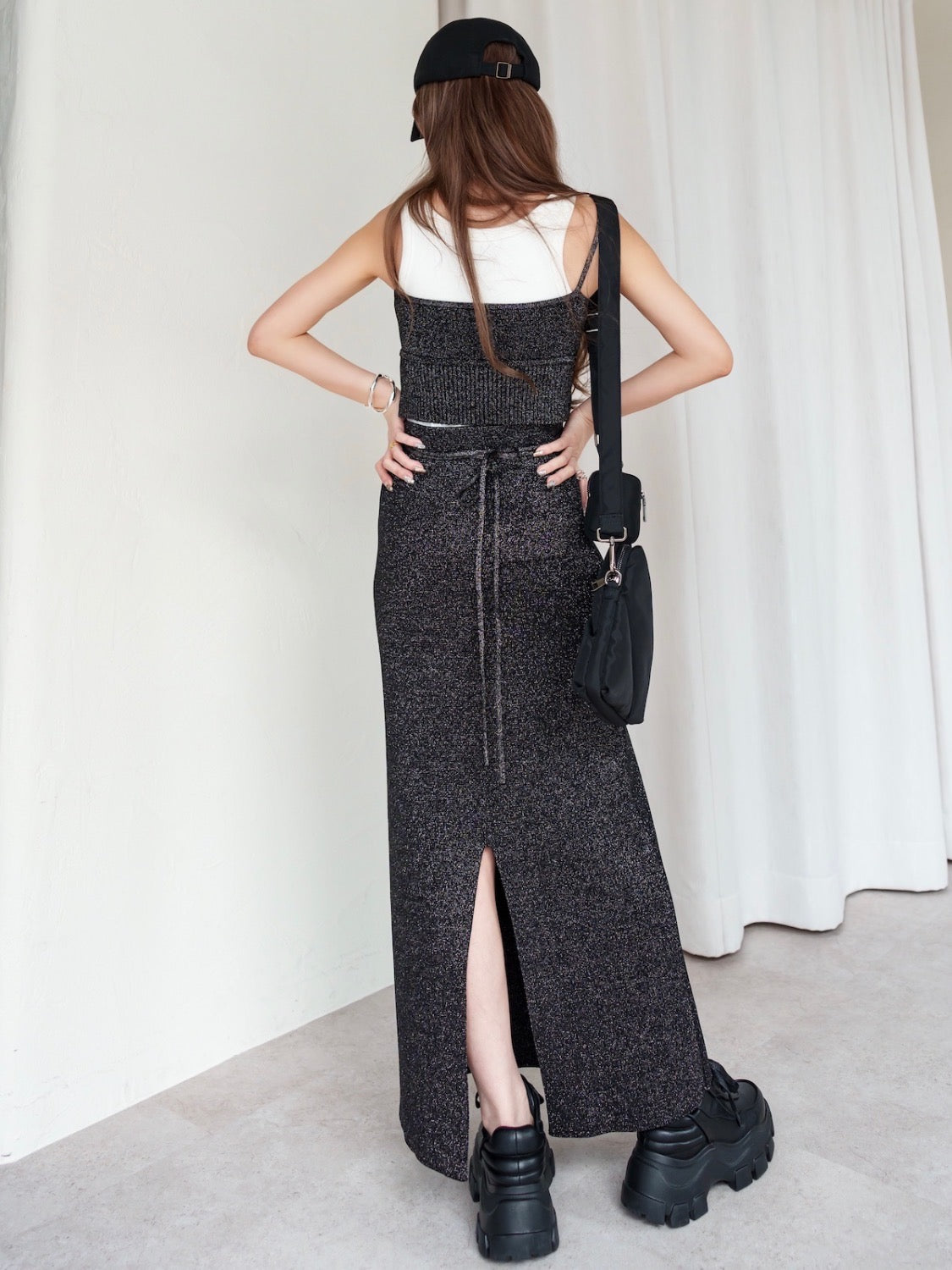 Glitter Skirt Knit Set