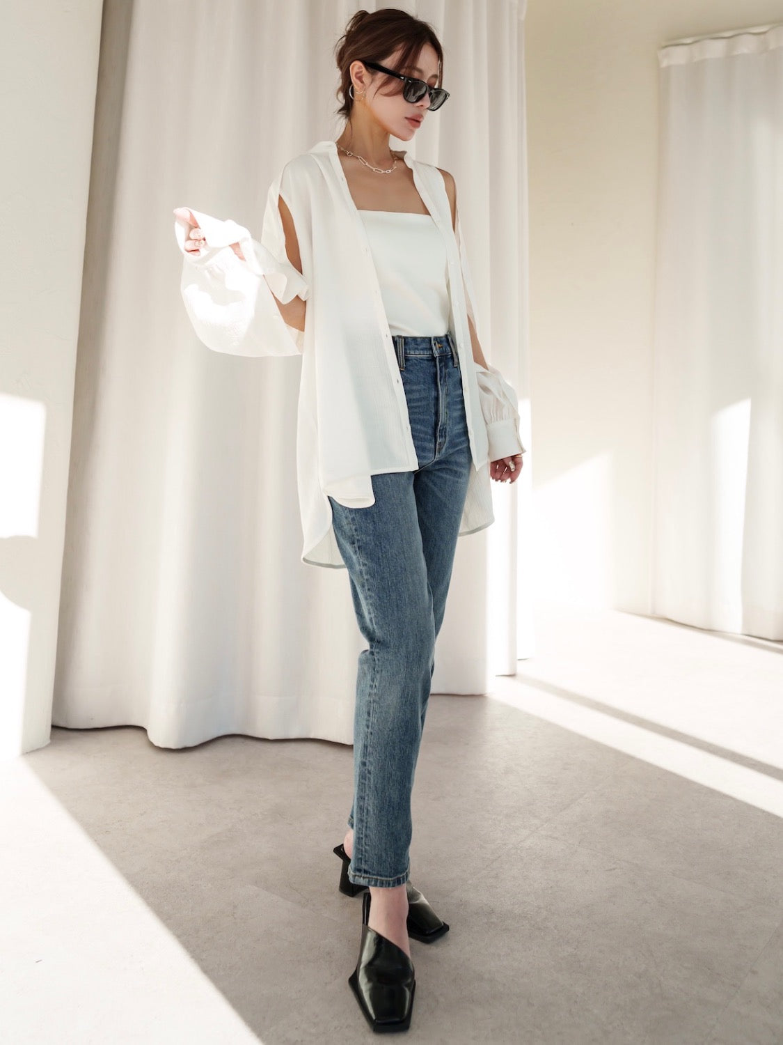 Tapered High-rise Denim