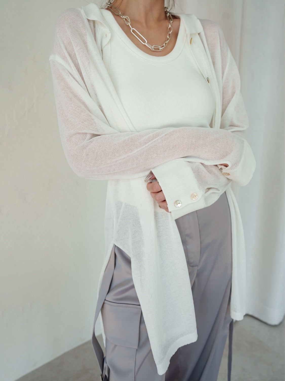 Rayon Summer Knit Sheer Shirt