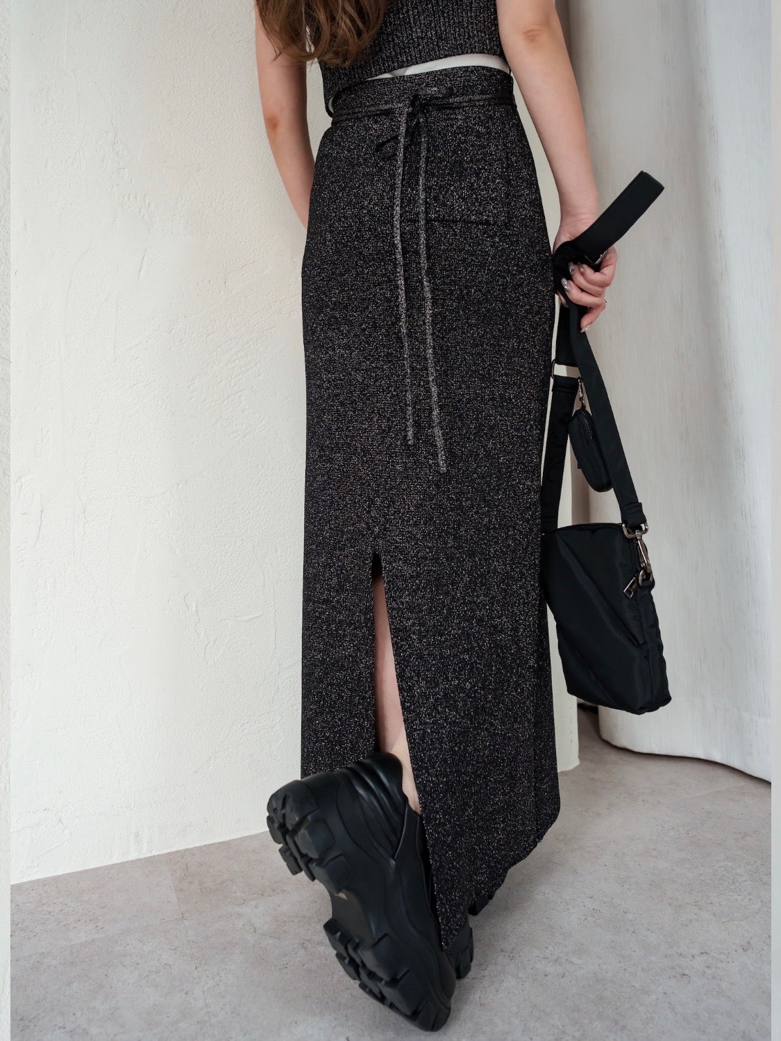 Glitter Skirt Knit Set