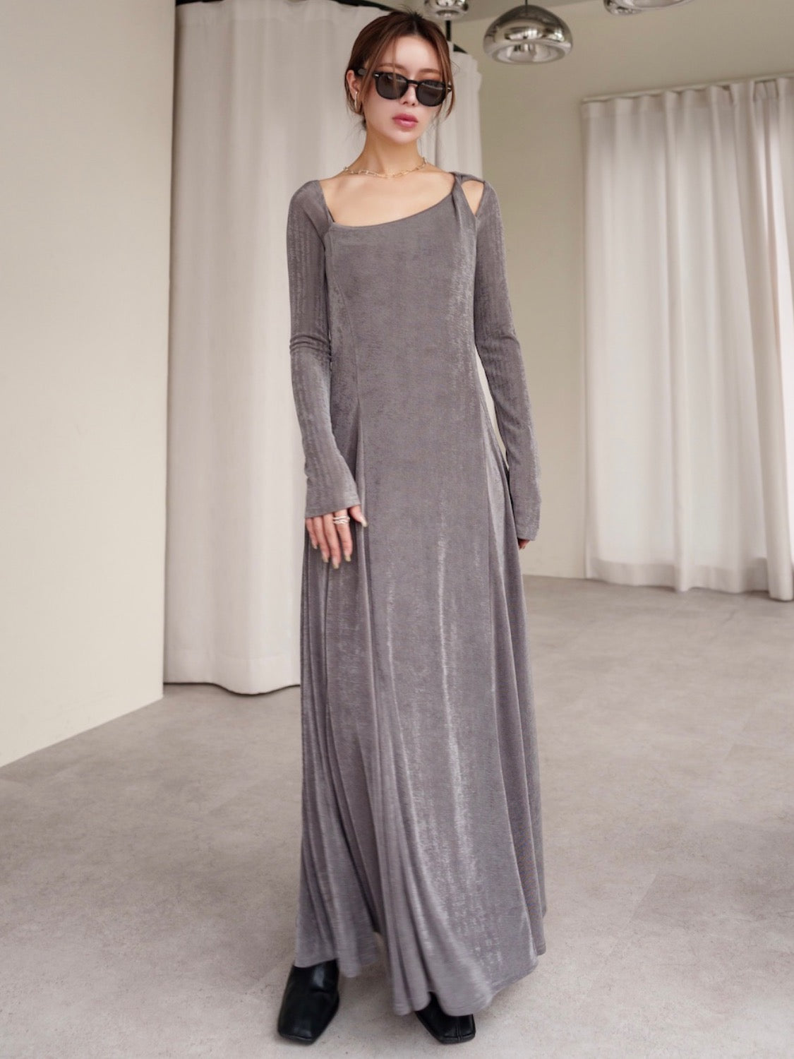 Twist ショルダー ラメ One-piece