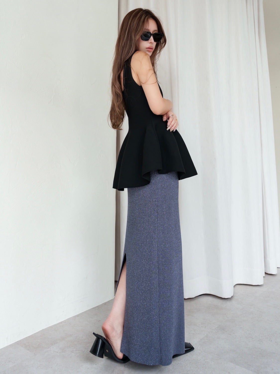 2way ペプラム Knit チュニック