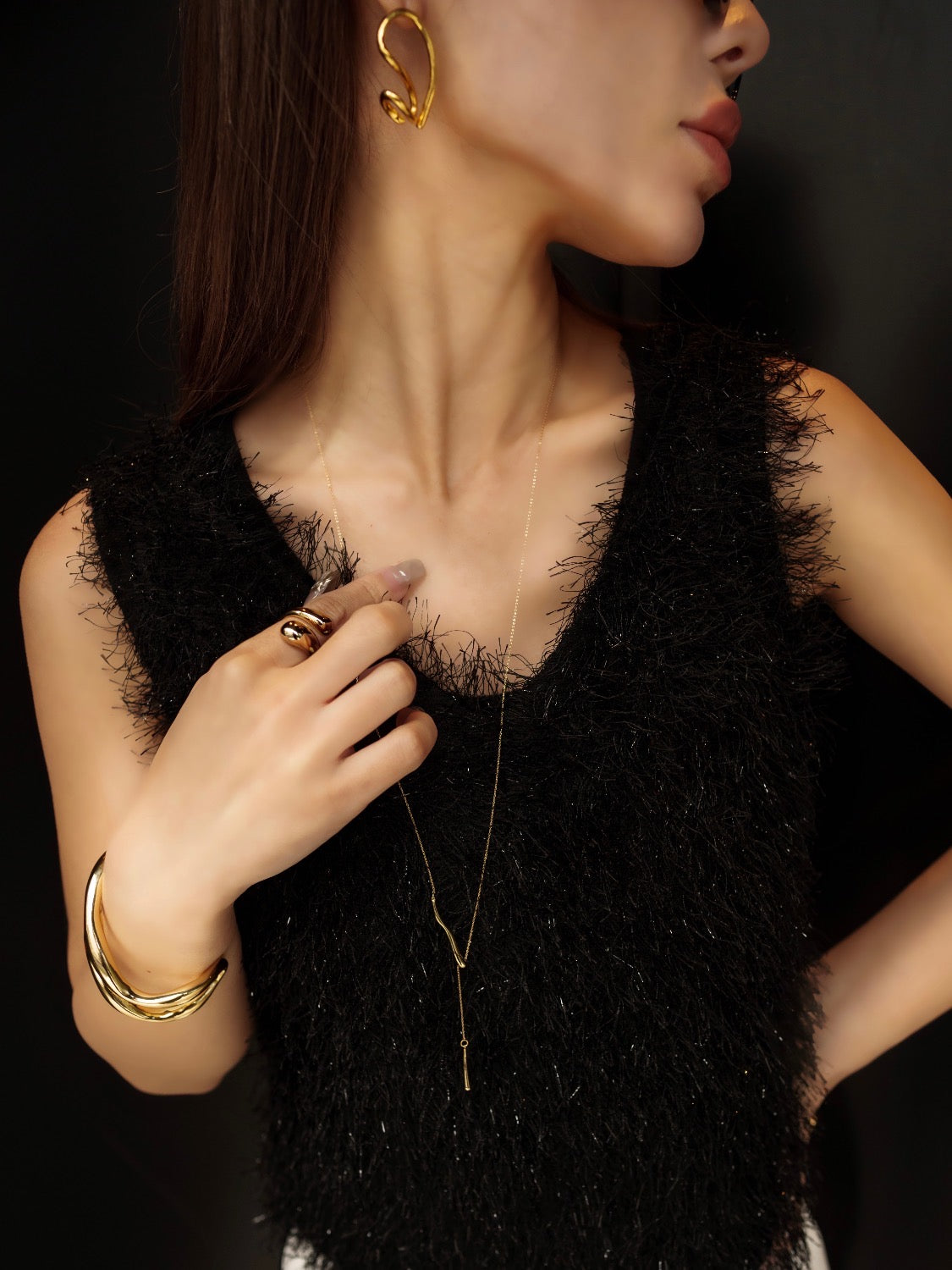 Twisted Drop Lariat Necklace