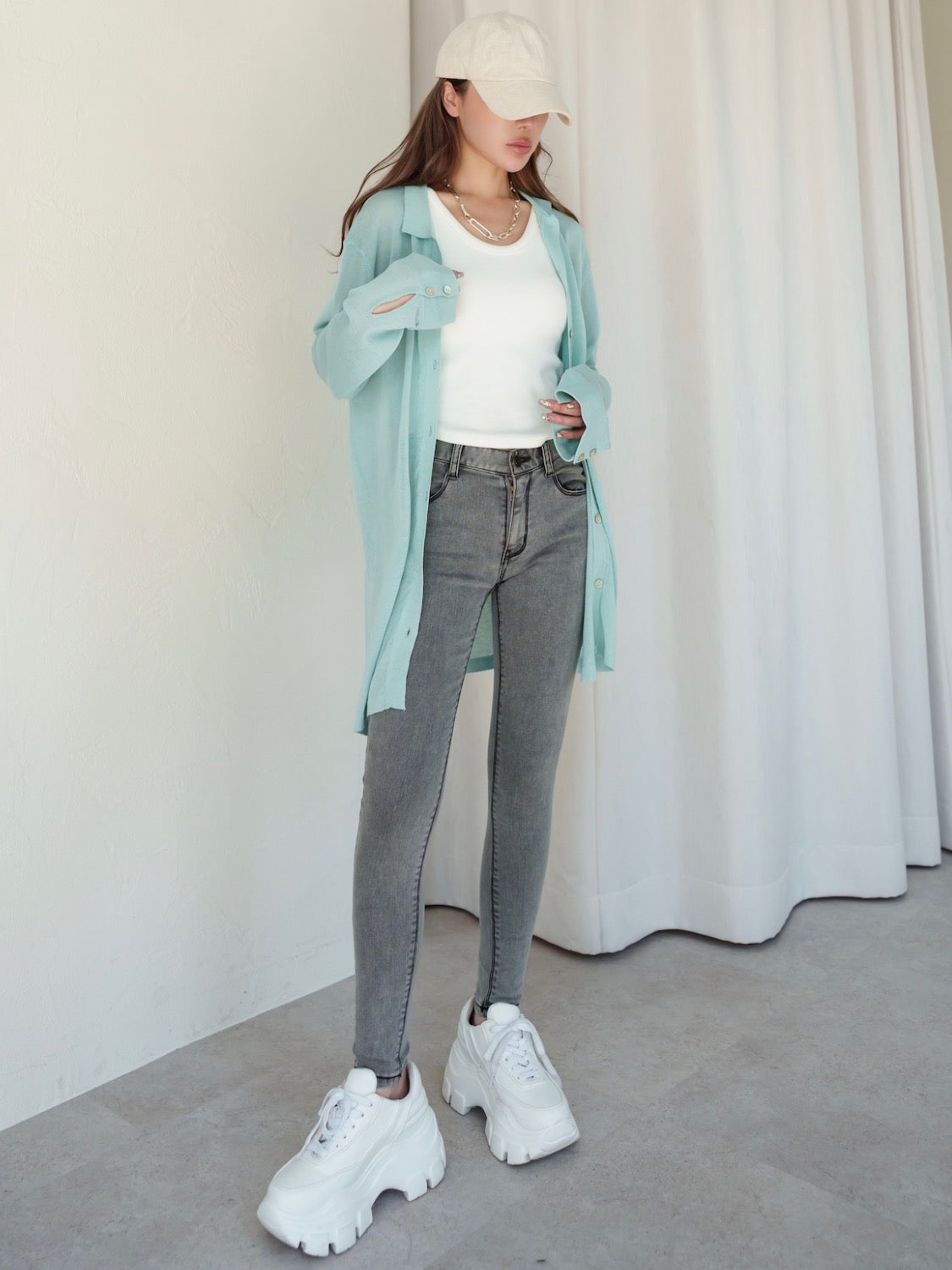 Rayon Summer Knit Sheer Shirt