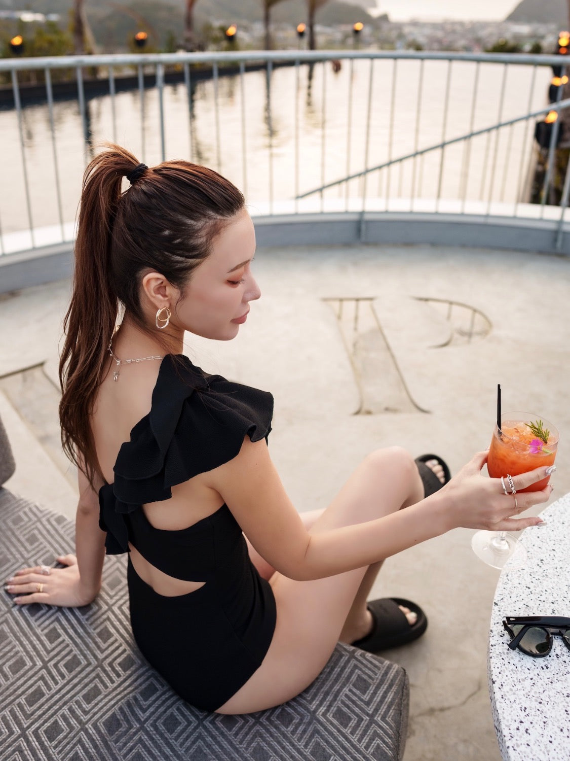 Volume Frill One Shoulder Dress