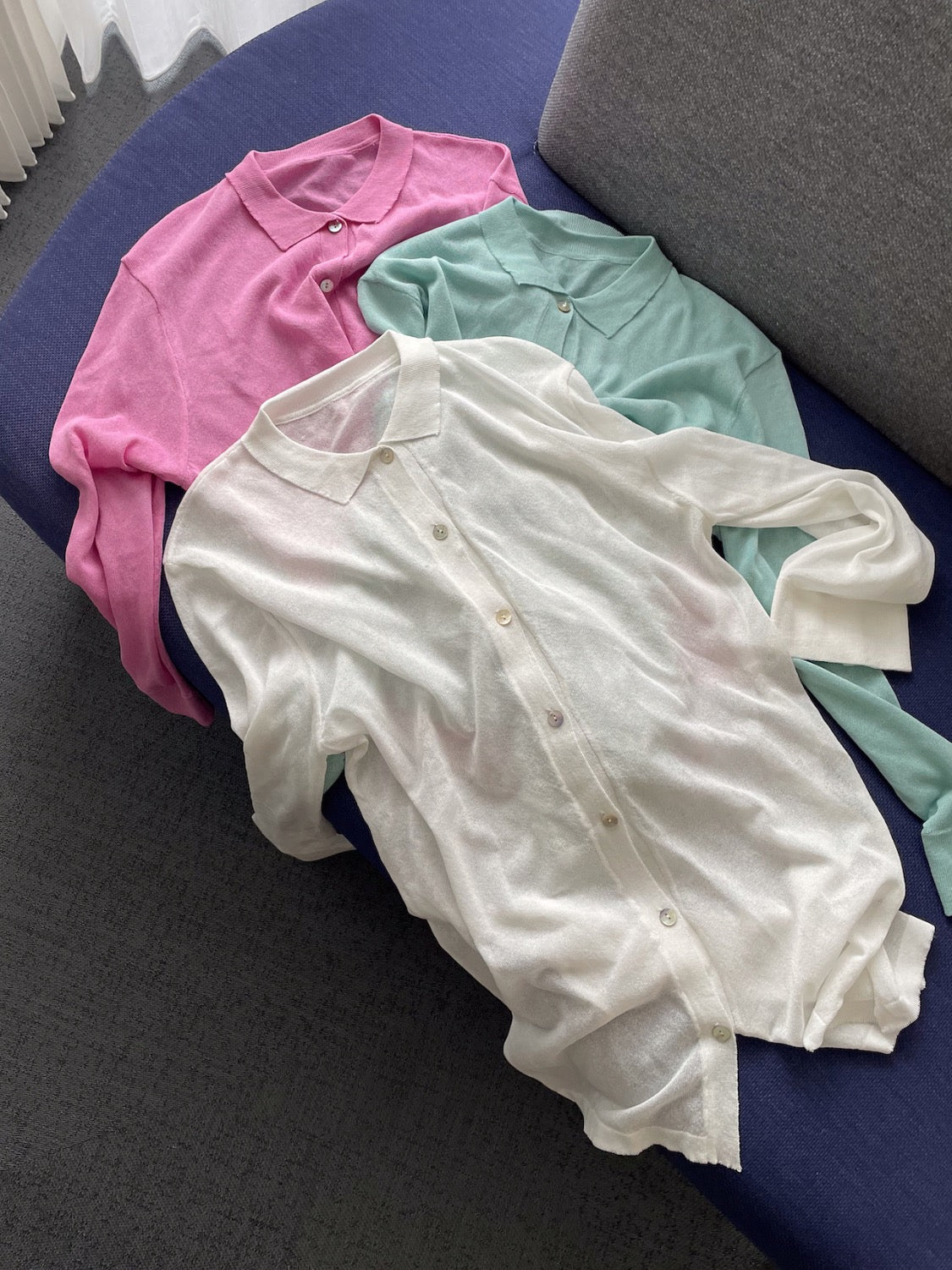 Rayon Summer Knit Sheer Shirt