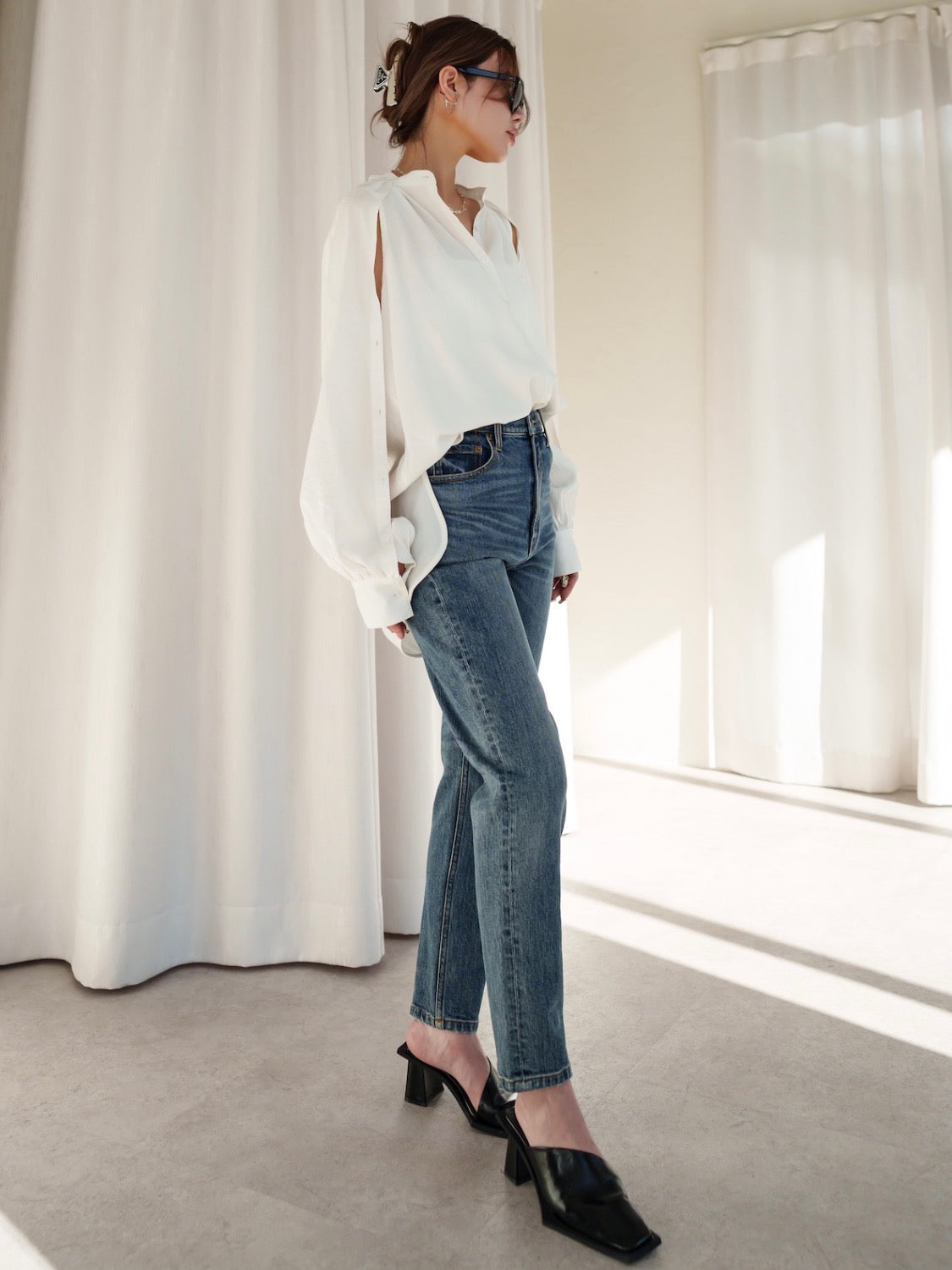 Tapered High-rise Denim