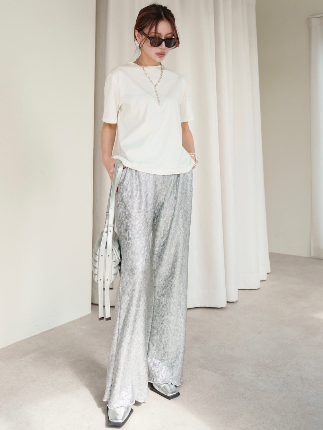 MODEL:159cm<br>着用サイズ:S<br>COLOR:シルバー
