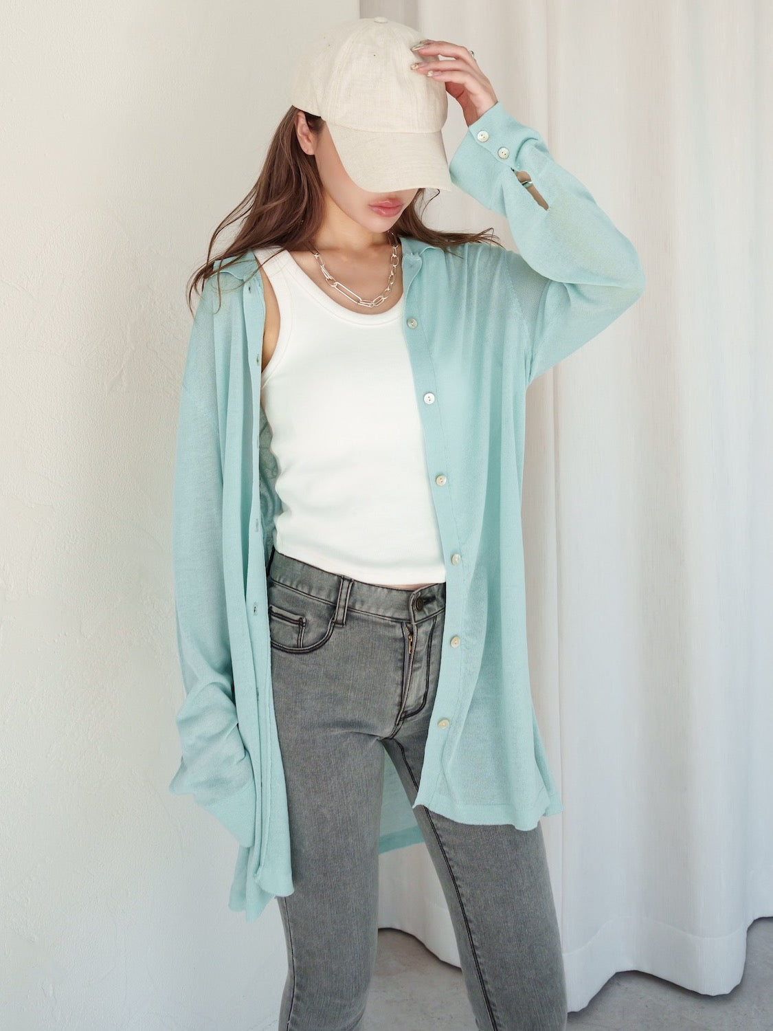 Rayon Summer Knit Sheer Shirt